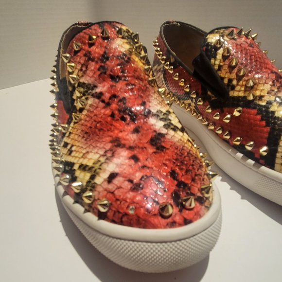 Christian Louboutin PIK Boat Python Shoes Men Size 11 Red Bottom - Picture 11 of 13
